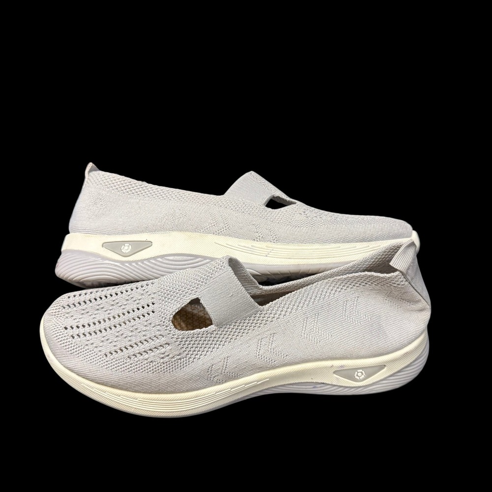 Orthowalk 9 Light Grey Knit Mary Jane Slip On Orthopedic Walking Sneaker Comfort - Picture 3 of 8
